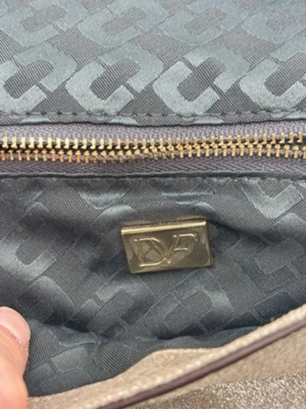 Diane von Furstenberg Metallic Gold Clutch Metal Magnetic Heavy Gorgeous!
